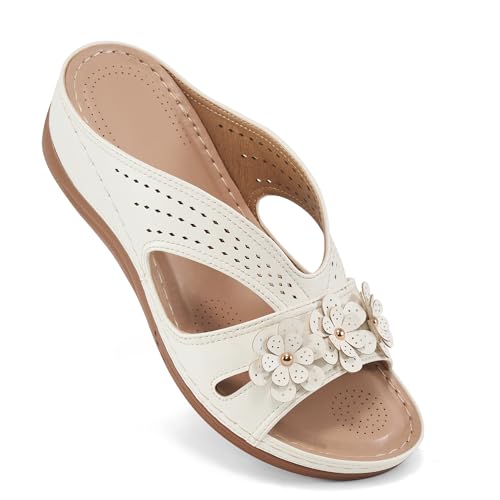 Ecetana Sandals for Women Wedge Shoes: Slip On Dressy Summer Comfortable Slides Sandals Lightweight Memory Foam Platform Shoes - Image 1