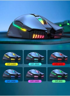 onikuma CW905 Wired Gaming Mouse,RGB 6400 DPI LED Optical USB 7 Buttons  for Gamer Computer Laptop PC Desktop  - Image 3