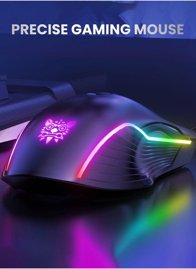onikuma - CW905 Wired Gaming Mouse,RGB 6400 DPI LED Optical USB 7 Buttons  for Gamer Computer Laptop PC Desktop - Image 1
