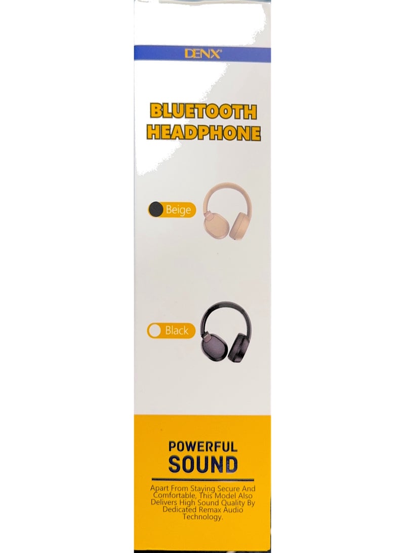 Denx DENX Wireless Bluetooth Headphones with Mic, Over-Ear Foldable Headset with Deep Bass, 15H Battery, Type-C Charging, TF Card Support, Compatible with Android, iPhone, Laptop, DX655 (Beige)  - Image 4