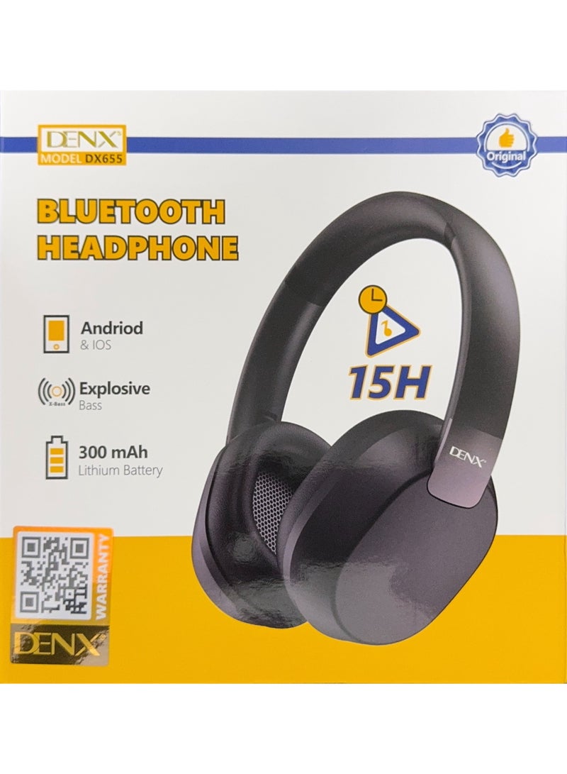 Denx DENX Wireless Bluetooth Headphones with Mic, Over-Ear Foldable Headset with Deep Bass, 15H Battery, Type-C Charging, TF Card Support, Compatible with Android, iPhone, Laptop, DX655 (Beige)  - Image 2