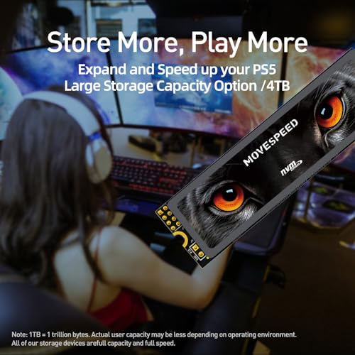 MOVESPEED MOVE SPEED HB7450 2TB SSD for PS5 with Heatsink TLC NAND, PCIe 4.0 NVMe M.2 Internal Solid State Drive - Up to 7450MB/s, 3D Storage Expansion Compatible with PS5, Desktops and Laptops - Image 2