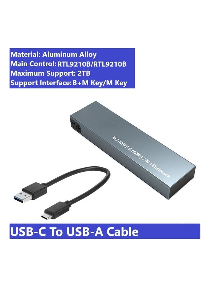 AROAQ M.2 NVMe SSD Case 10Gbps USB3.1 Gen2 NVMe Enclosure M2 SATA NGFF 5Gbps SSD Case  - Image 1