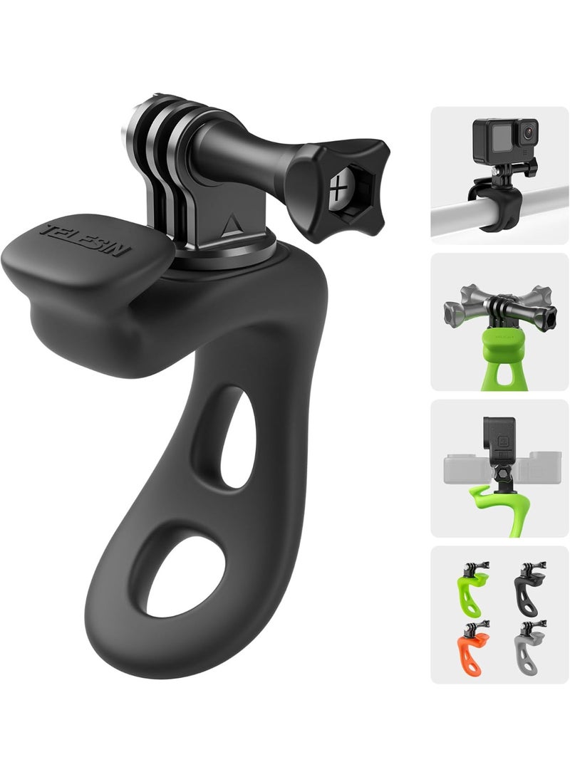 TELESIN Action Camera Elastic Silicone Strap Mount | Flexible Wrap Band Bike Motorcycle Handlebar Mount Accessories for GoPro Insta360 DJI Action Osmo Pocket - Black - Image 1