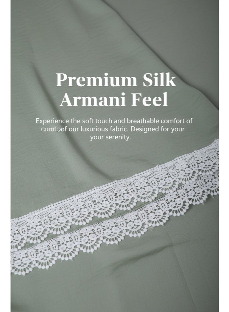 KESSAA Larin Women’s Premium Prayer Isdal – Luxury Silk-Cotton Full-Coverage Salah Dress with Integrated Head Scarf | Lightweight, Breathable, Modest Wear for Home, Travel & Mosque – Light Green - Image 4