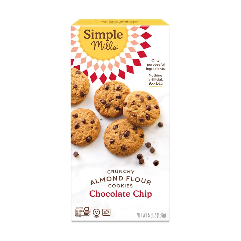 Simple Mills Almond Flour Crunchy Cookies, Chocolate Chip - Gluten Free, Vegan, Healthy Snacks, Made with Organic Coconut Oil, 5.5 Ounce (Pack of 1) - Image 1
