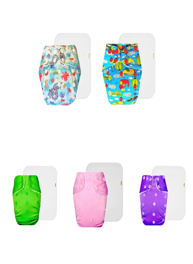 Dumbledo Premium Cloth Diaper with Cotton Insert (Pack of 5) | Dry Feel and Comfortable | Breathable | Quick Dry | Everyday Diapering Essential | 3 Months - 3 Years | Unisex Baby - Image 1