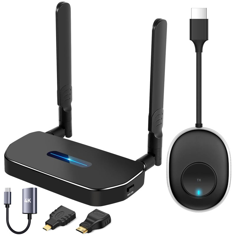 Pofan Wireless HDMI Transmitter and Receiver 4K Kit, Full HD 4K Wireless Presentation Equipment HDMI Adapter, Plug and Play Streaming Media. Laptop, Dongle, PC, Smart Phone to HDTV/Projector 165FT/50M - Image 1