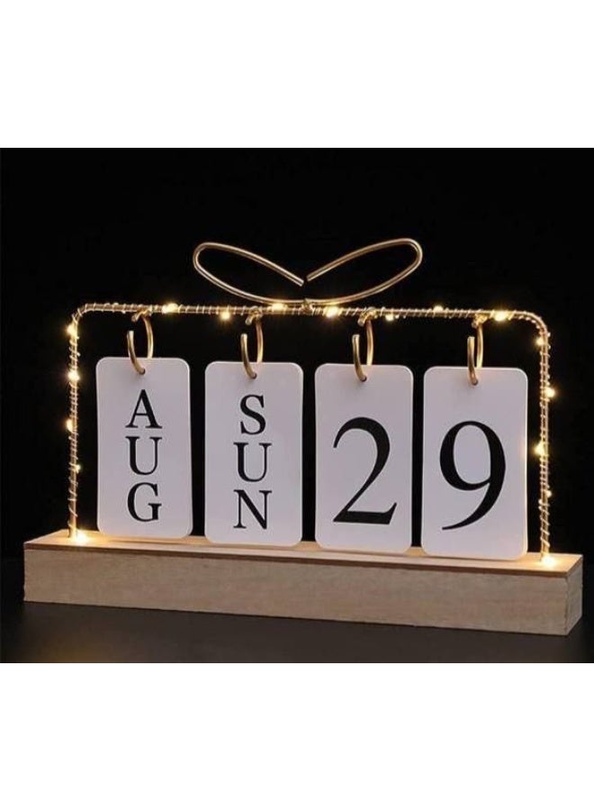 تقويم فيونكه مضيئه خشب ومعدن