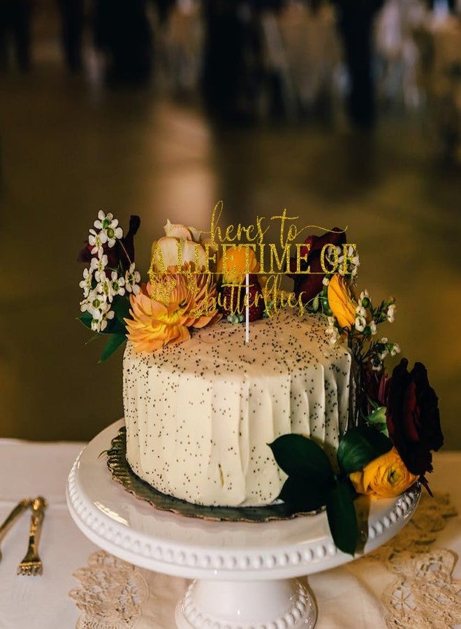 ZLPDS Here's to A Lifetime of Butterflies Cake Topper Butterfly Themed Wedding Engagement Bridal Shower Bachelorette Party Decorations Gold Glitter - Image 4