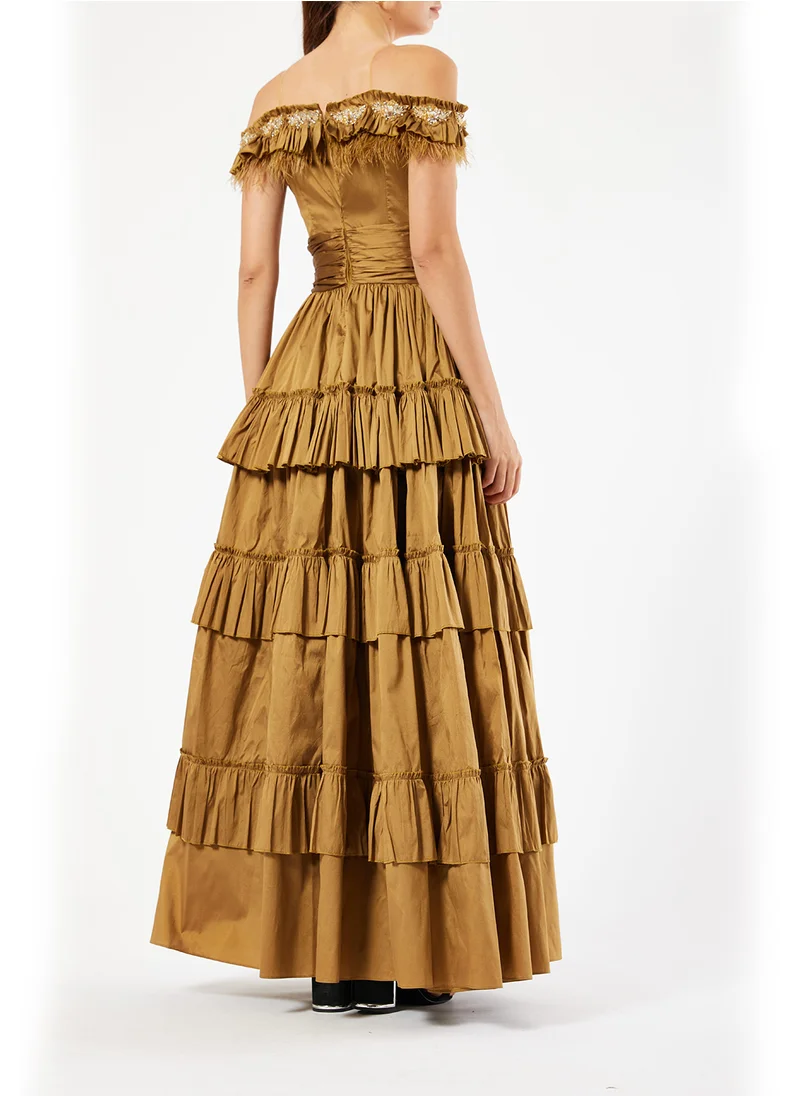 امري Embroidered Ruffle Dress