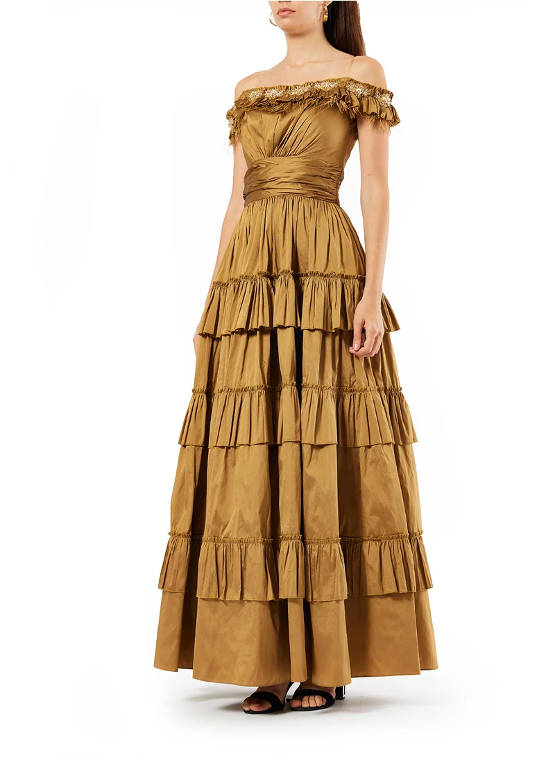 امري Embroidered Ruffle Dress