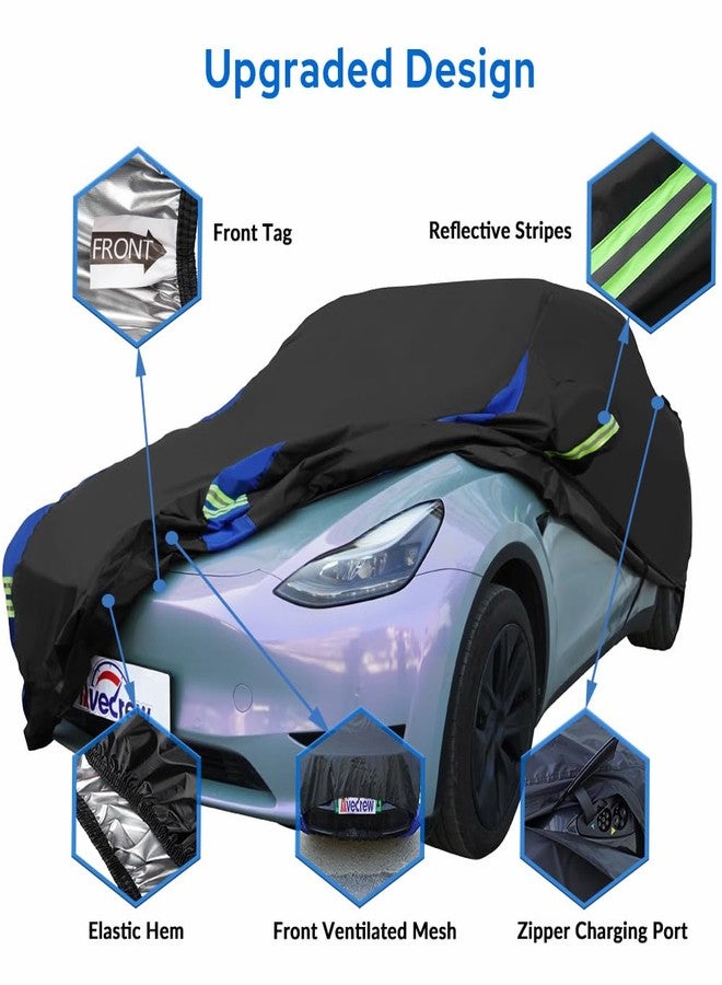 Avecrew Car Cover for Tesla Model Y, Custom Fit Full Exterior Cover with Charging Port and Breathable Ventilation Mesh, Waterproof All Weather Outdoor Rain Snow Sun Protection Cover - Image 2