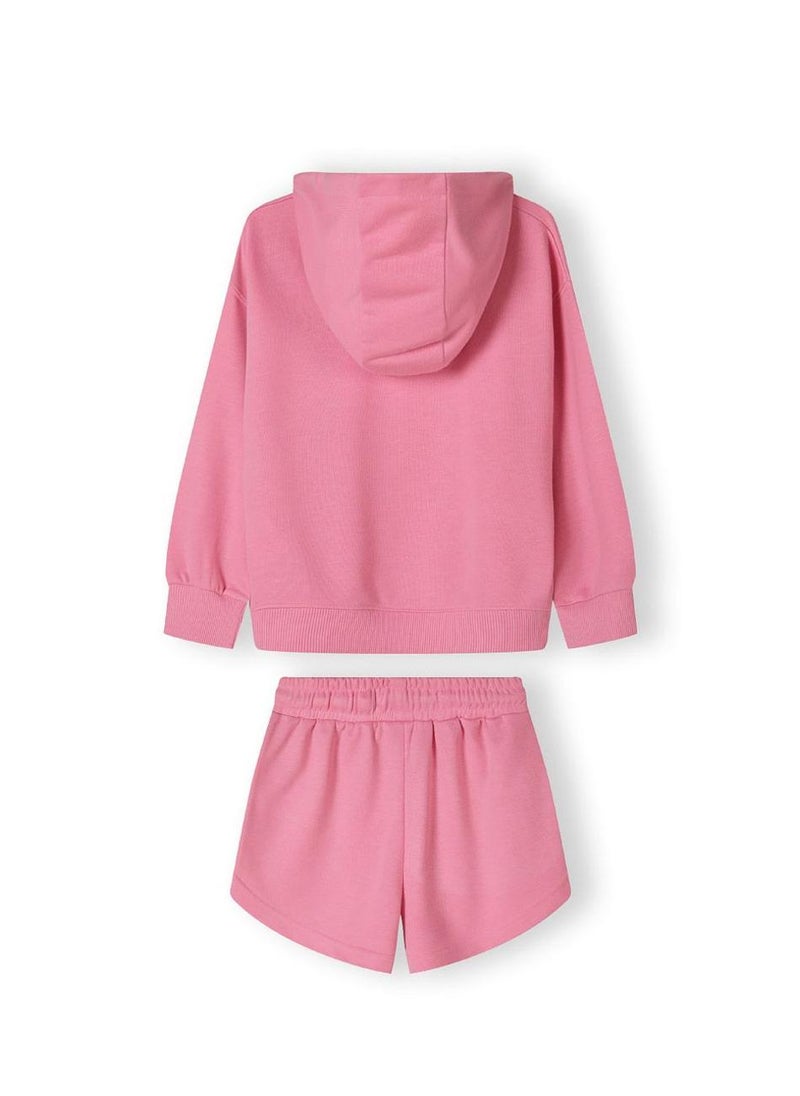 MINOTI Kids Girls Hoodie and Shorts Set with Print and Drawstring - Image 3