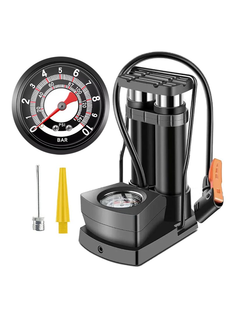 Generic Double Barrel Foot Pump, Portable Bike Pump, Foot Bike Pump with Pressure Gauge, Bicycle Air Tire Pump Super Fast Tyre Inflation, Bike Pump Fits Presta and Schrader Valve  - Image 1