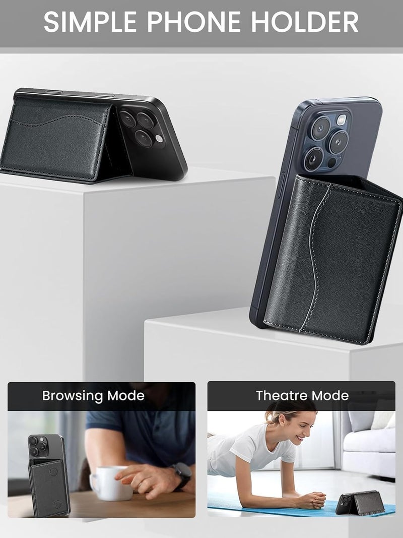 KASTWAVE Mag-Safe Wallet – Strongest Magnetic Wallet for iPhone 16/15/14/13/12 Series, 6 Cards Holder, Lightweight Magnetic Phone Card Holder for Apple Cell Phones – Not for iPhone 12/13 Mini (Black) - Image 3