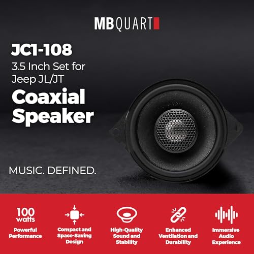 MB Quart 3.5” Coaxial Speaker Set for Jeep Wrangler JL/Gladiator JT, Front Dash or Rear Soundbar Upgrade, Direct Fit Car Audio with OEM Wiring, Black - Image 2