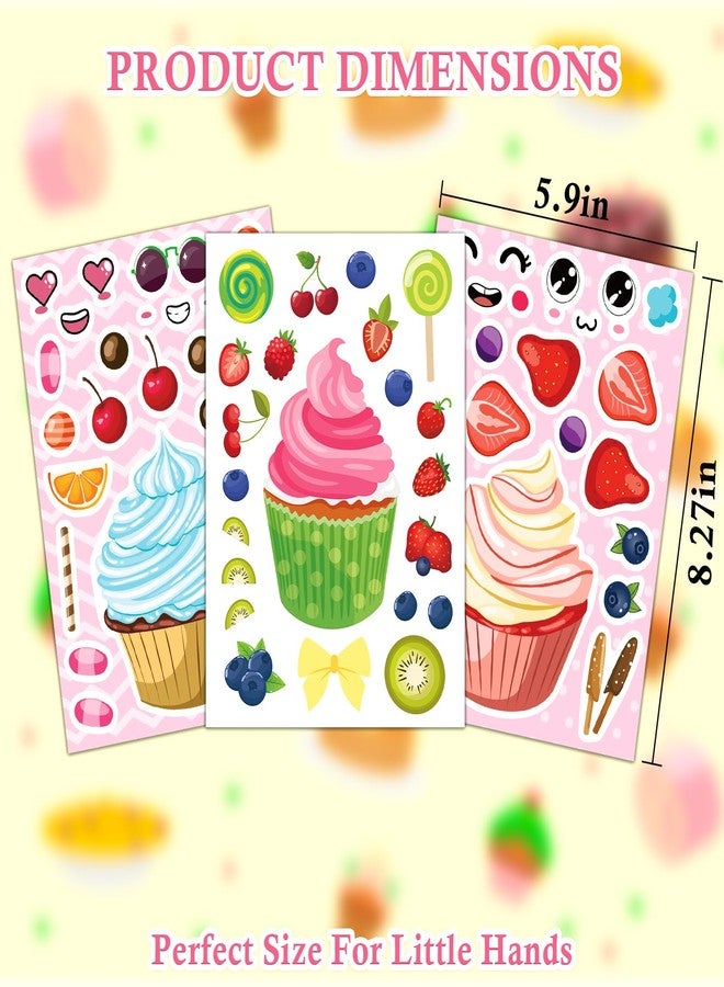 Ozepao 36 Pcs Cupcake Make a Face Sticker Sheets for Kids Todders Make Your Own Dessert Stickers Ideal for Birthday Party Favor Supplies Activities Craft Scrapbook Decor - Image 3