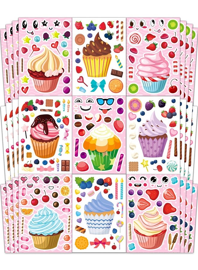 Ozepao 36 Pcs Cupcake Make a Face Sticker Sheets for Kids Todders Make Your Own Dessert Stickers Ideal for Birthday Party Favor Supplies Activities Craft Scrapbook Decor - Image 1