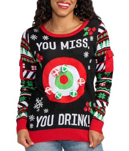 Tipsy Elves Women's Drinking Game Ugly Christmas Sweater: Small - Image 1