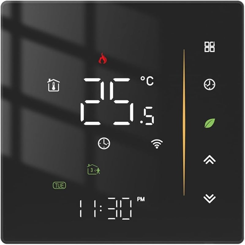 Tuya ZigBee Digital Display Smart Thermostat Water Floor Heating Black Programmable Weekly Schedule - Image 1
