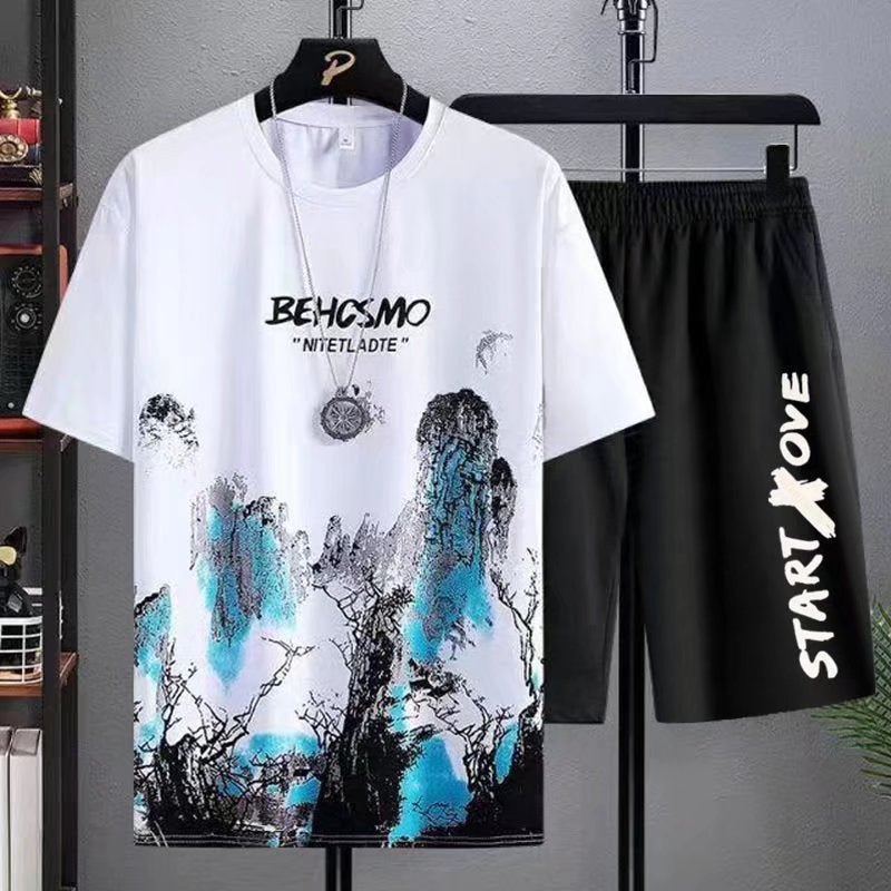Ice Silk Short-Sleeved T-Shirt Men'S 2022 New Summer Fashionable Brand Refreshing Student Trendy All-Match Half-Sleeved T-Shirt Men'S Wear - Image 2