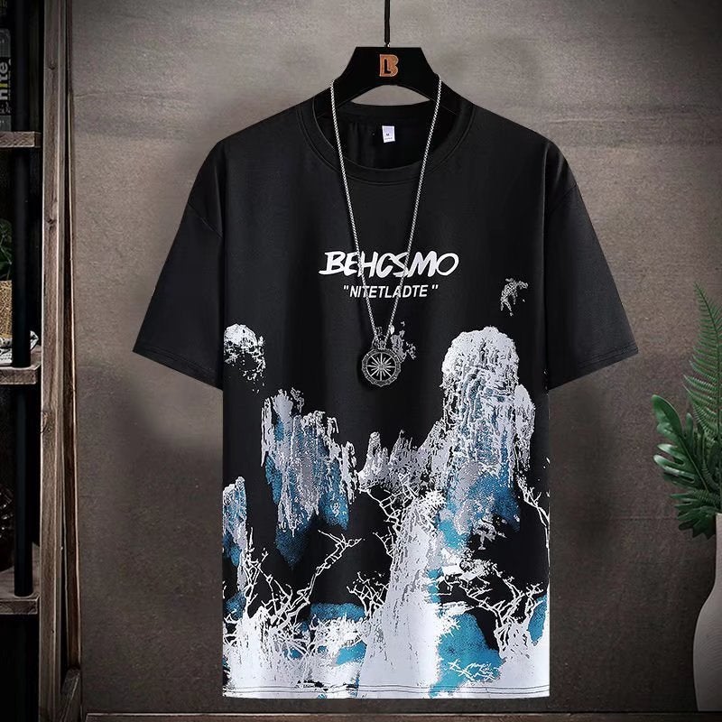 Ice Silk Short-Sleeved T-Shirt Men'S 2022 New Summer Fashionable Brand Refreshing Student Trendy All-Match Half-Sleeved T-Shirt Men'S Wear - Image 5