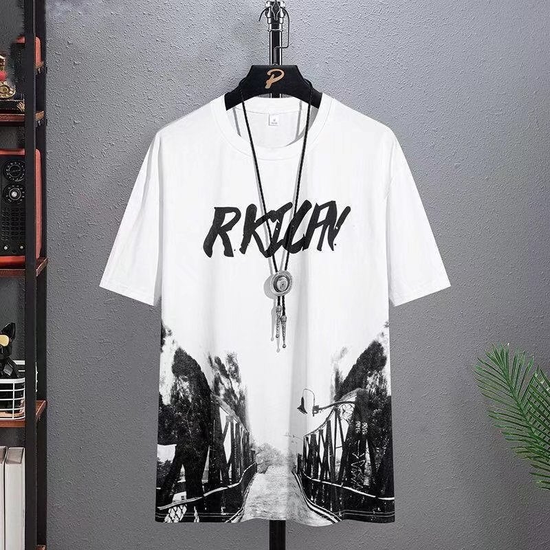 Ice Silk Short-Sleeved T-Shirt Men'S 2022 New Summer Fashionable Brand Refreshing Student Trendy All-Match Half-Sleeved T-Shirt Men'S Wear - Image 1