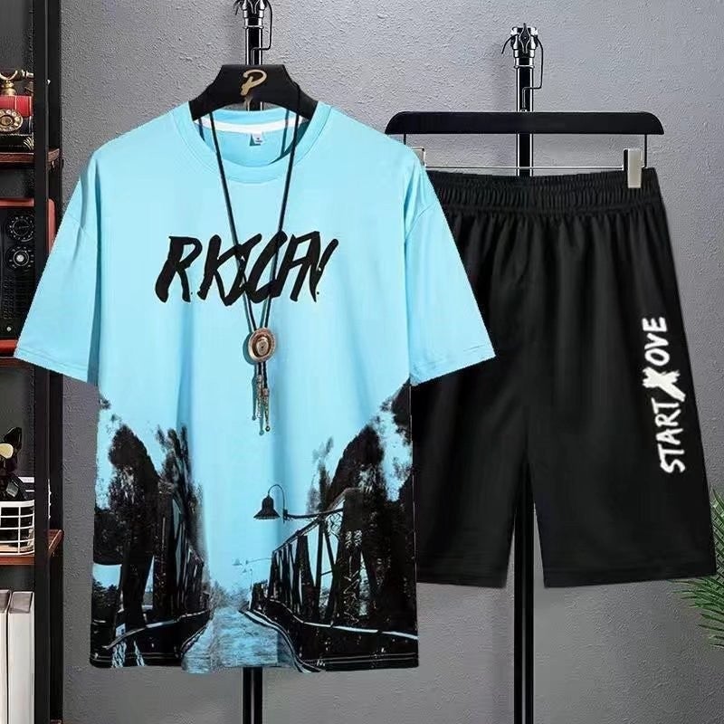 Ice Silk Short-Sleeved T-Shirt Men'S 2022 New Summer Fashionable Brand Refreshing Student Trendy All-Match Half-Sleeved T-Shirt Men'S Wear - Image 4