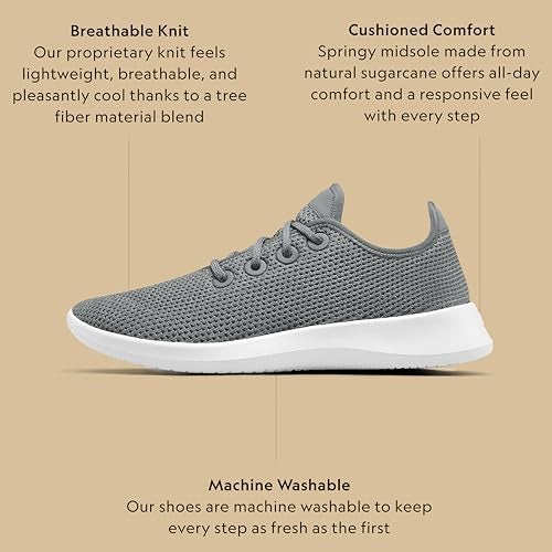 Allbirds Men’s Tree Runners Everyday Sneakers, Machine Washable Shoe Made with Natural Materials - Mist (White Sole) - 8 Medium - Image 5