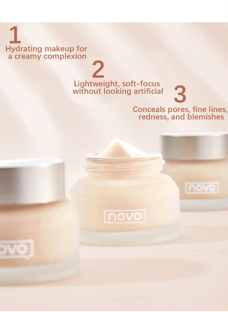 Novo Light Foundation Cream, Moisturizing Long Lasting Waterproof Face Makeup Foundation, Natural Foundation, Brightening Full Coverage Concealer, Even Skin Tone 30g  - Image 4
