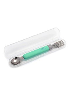 melii Detachable Spoon And Fork With Carrying Case, Green And Grey  - Image 1