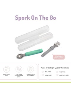 melii Detachable Spoon And Fork With Carrying Case, Green And Grey  - Image 3