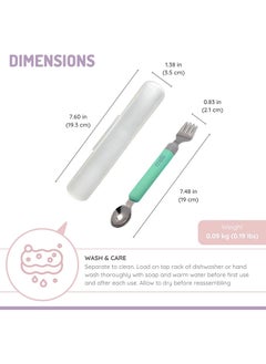melii Detachable Spoon And Fork With Carrying Case, Green And Grey  - Image 2