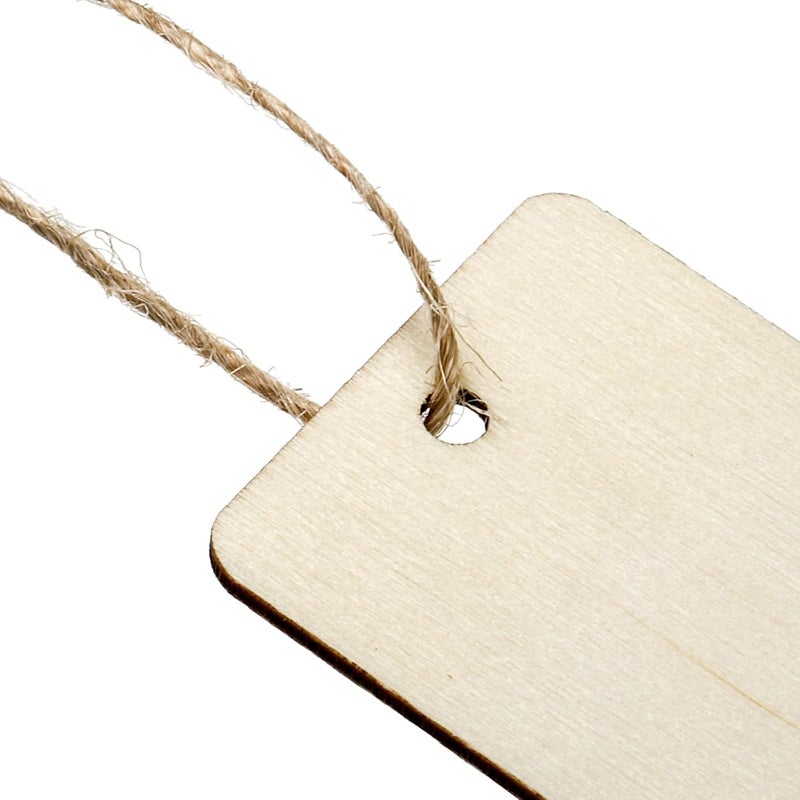 150 Pieces Wood Blank Bookmarks, DIY Wooden Craft Bookmark with Ropes, Christmas Unfinished Hanging Gift Tags Ornaments, Rectangle Crafts Blank for Wedding Birthday Party Decor, 4.7'' x 1.3'' - Image 3