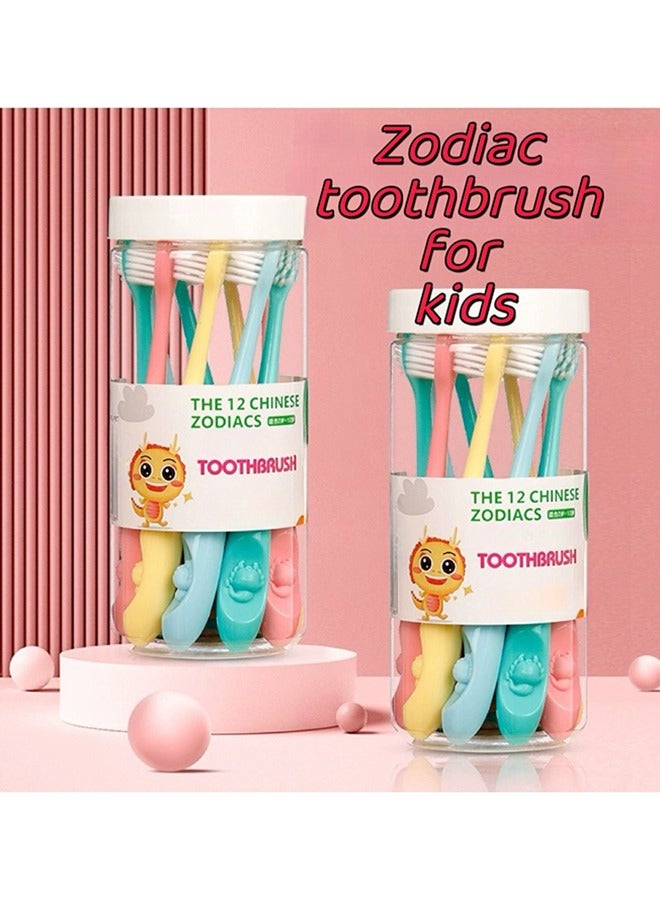 10-Pack Fun & Gentle Kids Toothbrushes - Food Grade Soft Bristles, Adorable Zodiac Mouse Design  - Image 3