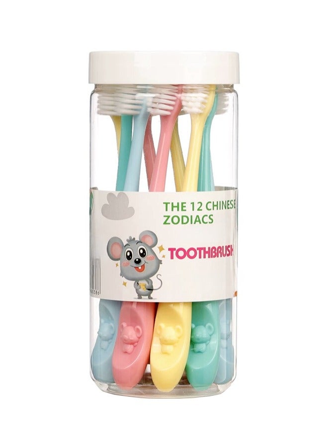10-Pack Fun & Gentle Kids Toothbrushes - Food Grade Soft Bristles, Adorable Zodiac Mouse Design  - Image 2