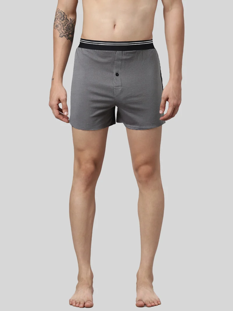 Joven Men Solid Pure Cotton Boxers Pack Of 2