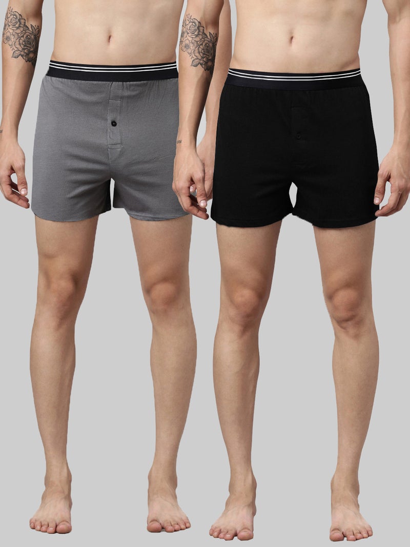 Joven Men Solid Pure Cotton Boxers Pack Of 2 - Image 1