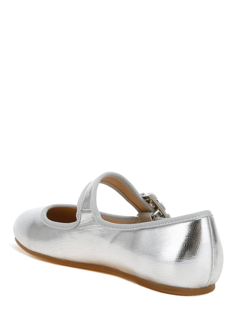 لندن راج بروش ماري جين صندل باللون الفضي - Image 3