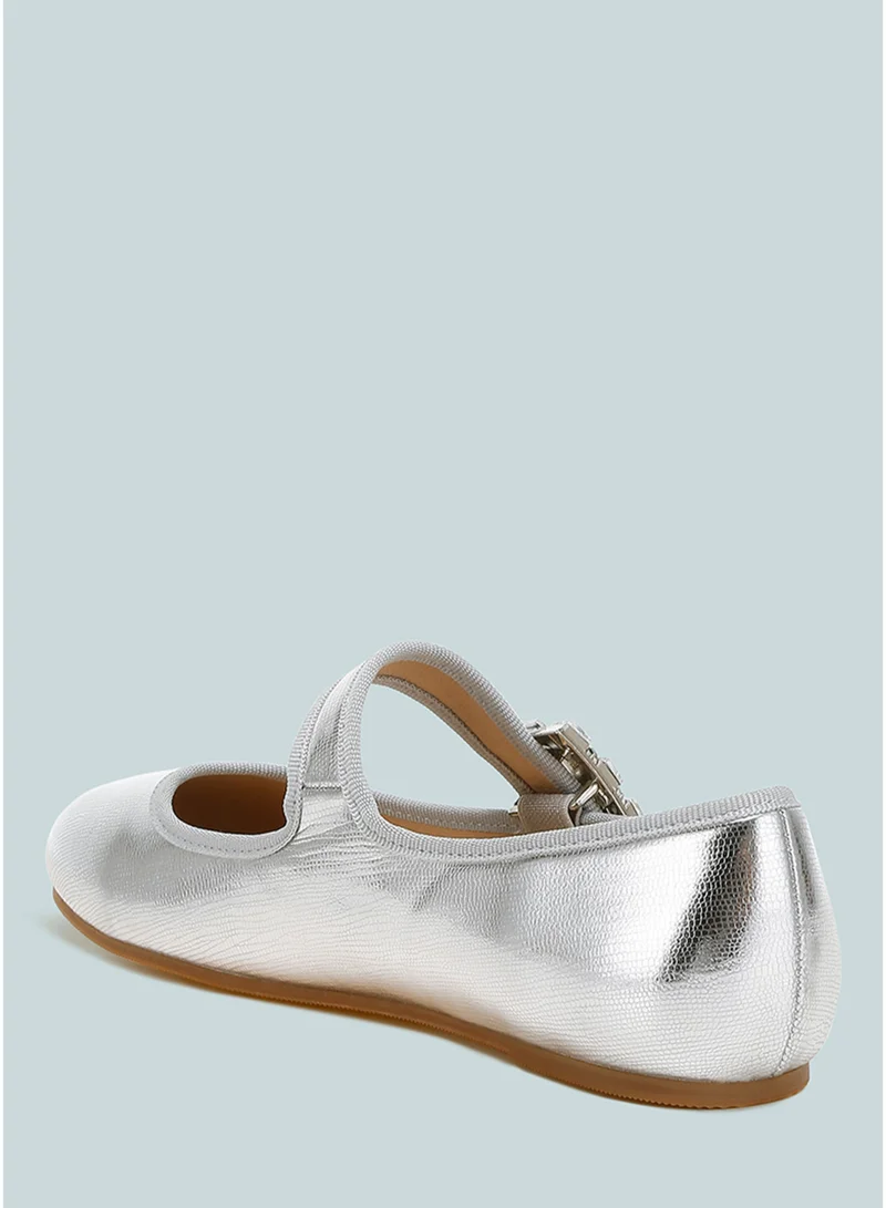 London Rag SH4805_SILVER Brooch Mary Jane Sandals in Silver for Women | Best Price UAE