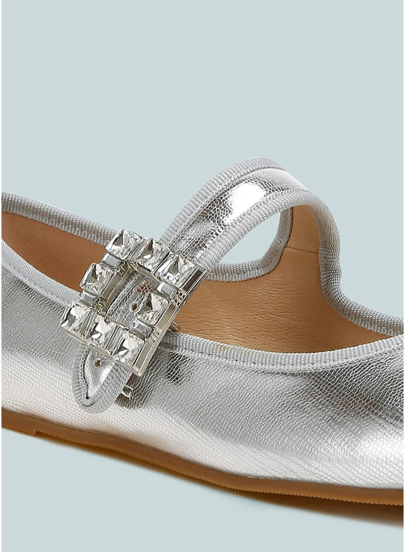 London Rag SH4805_SILVER Brooch Mary Jane Sandals in Silver for Women | Best Price UAE
