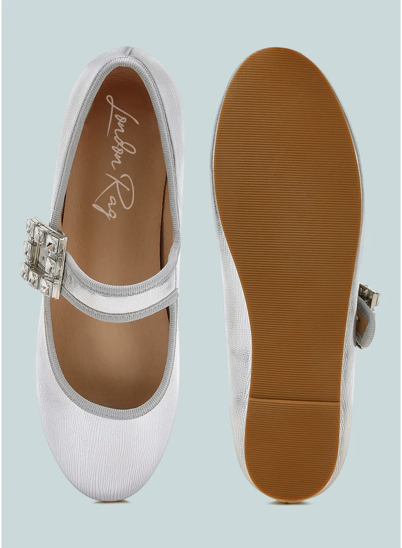 London Rag SH4805_SILVER Brooch Mary Jane Sandals in Silver for Women | Best Price UAE