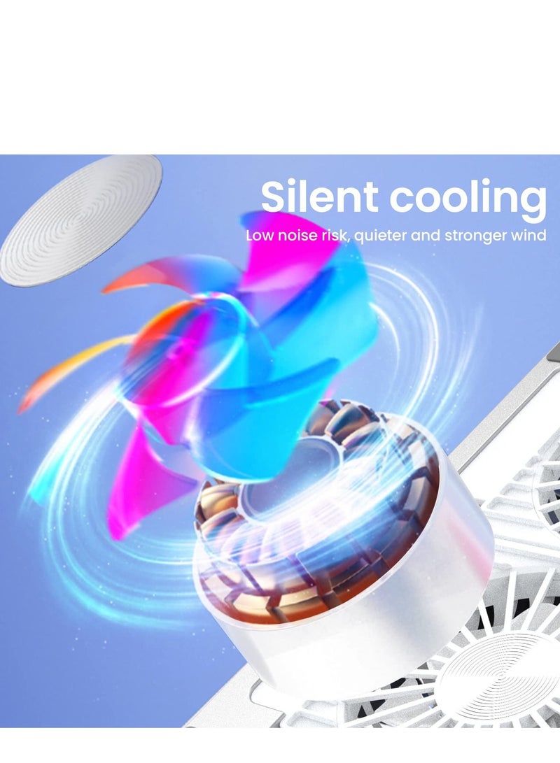 Arabest Laptop Cooling Pad, Foldable Aluminum Alloy Gaming Notebook Cooler, Laptop Fan Cooling Stand with 7 Adjustable Height, 4 Quiet Fans u0026 RGB LED Light for 11-17.3 inch Laptops  - Image 4
