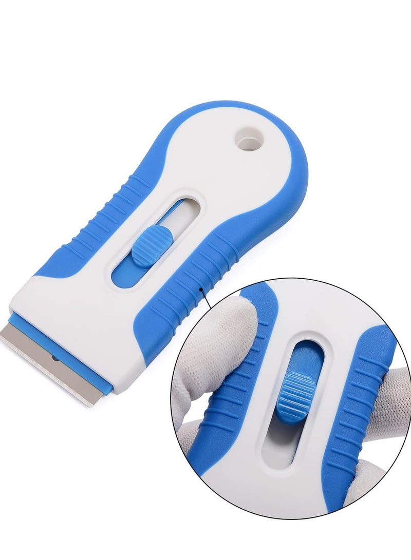 KASTWAVE Ceramic Scraper, KASTWAVE Ceramic Scraper Car Sticker Remover Glass Stove Top Razor Scraper Label,Glue,Paint,Adhesive Remover Tool + 10pcs Stainless Steel Razor Blades (Blue) - Image 2