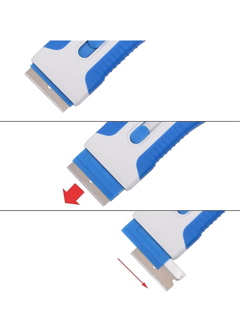 KASTWAVE Ceramic Scraper, KASTWAVE Ceramic Scraper Car Sticker Remover Glass Stove Top Razor Scraper Label,Glue,Paint,Adhesive Remover Tool + 10pcs Stainless Steel Razor Blades (Blue) - Image 3