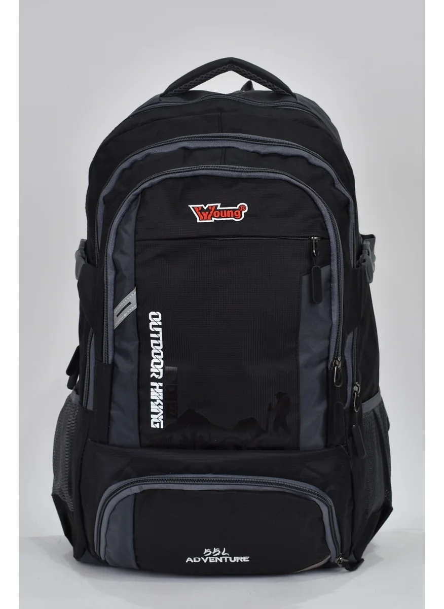 Elatae Young Ultra Light Luxury Fabric Multi-Eye Daily Mountaineer Backpack Black 55 Liter 51505