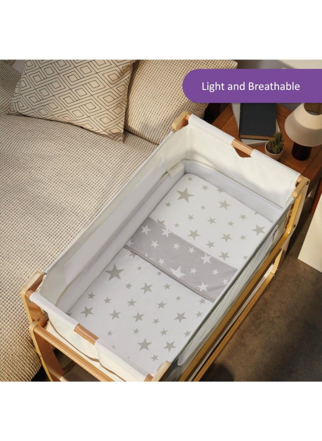 Snuz - 3 Pieces Crib Bedding Set For Infant And Baby, 100% Soft Jersey Cotton, Contents: 1X Blanket, 2Xcrib Sheets Fitted Sheet Size:44 X 80Cm (Max.), Blanket Size: 75 X 75Cm - Stars - Image 1
