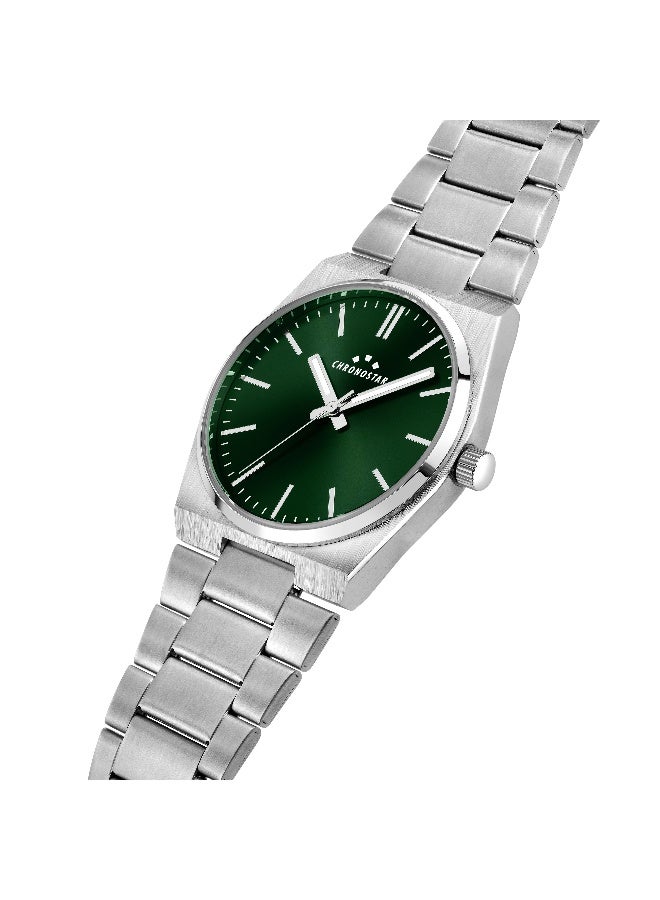 Chronostar Men's Grey Round Analog Dial with Silver Stainless Steel Band Watch - 40mm - R3753315001 - Image 2