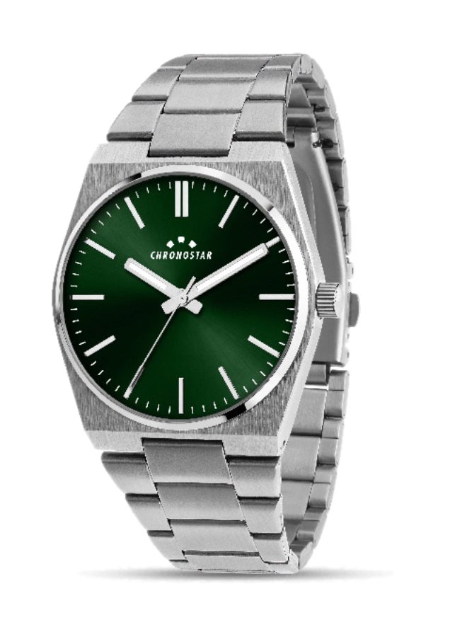 Chronostar Men's Grey Round Analog Dial with Silver Stainless Steel Band Watch - 40mm - R3753315001 - Image 1